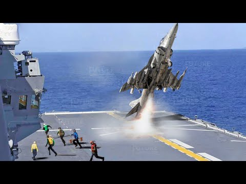 AV-8B Harrier II Showing the Insane Jump on Aircraft Carrier