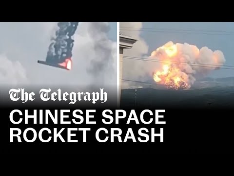 Moment Chinese rocket crashes after unexpected launch