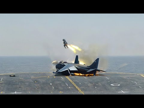 When US Navy Pilots Miss the Arrestor Cables During Aircraft Carrier Landing