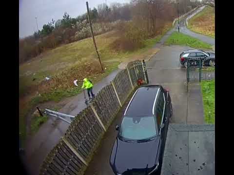 Man crashes scooter into gate