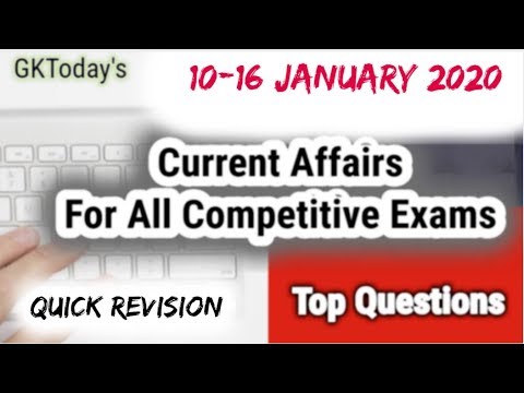 January 2020 (11-16 January) Current Affairs[English] | Quick Revision