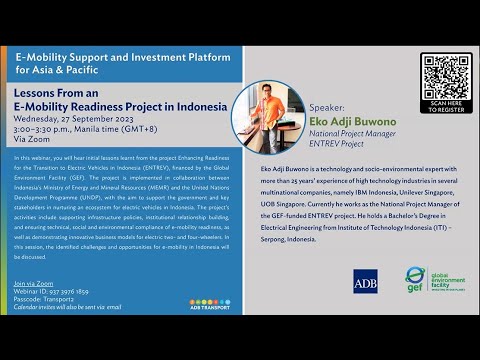 E-Mobility Webinar Series: Lessons From an E-Mobility Readiness Project in Indonesia