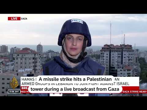 Reporter&#039;s live broadcast from Gaza interrupted as missile hits tower