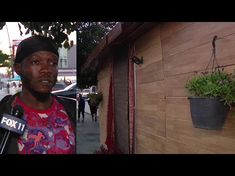 Homeless man builds small house on Hollywood Boulevard